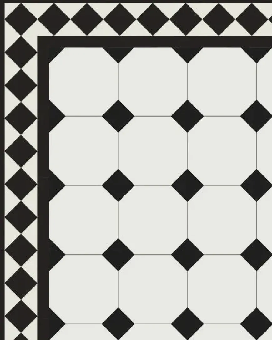 Oktagonklinker - 15 x 15 cm vit/svart