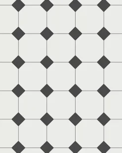 Oktagonklinker - 15 x 15 cm vit/svart