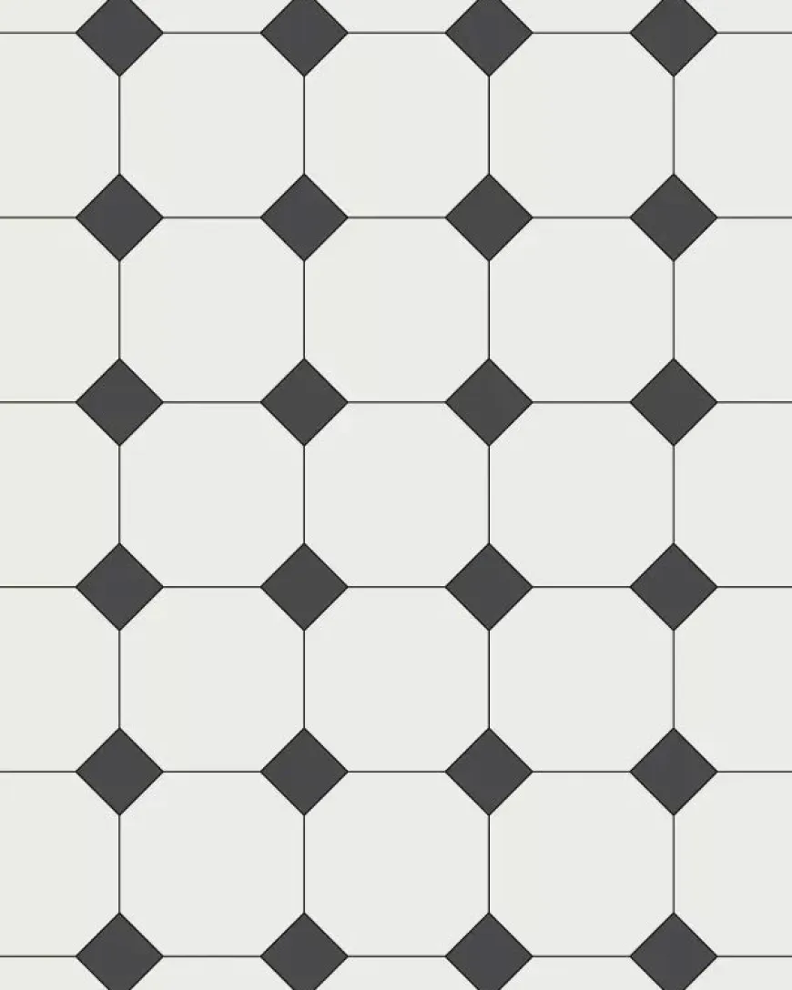 Oktagonklinker - 15 x 15 cm vit/svart