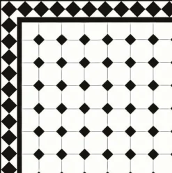 Oktagonklinker - 10 x 10 cm vit/svart