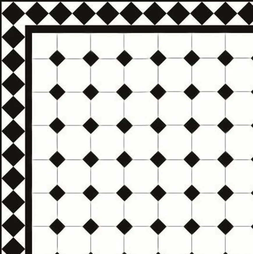Oktagonklinker - 10 x 10 cm vit/svart