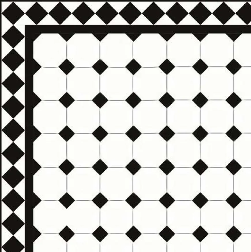 Oktagonklinker - 10 x 10 cm vit/svart