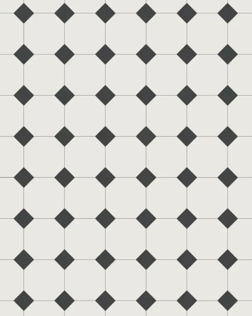 Oktagonklinker - 10 x 10 cm vit/svart