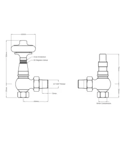 Radiatorventil termostat - Kensington svart nickel/trä