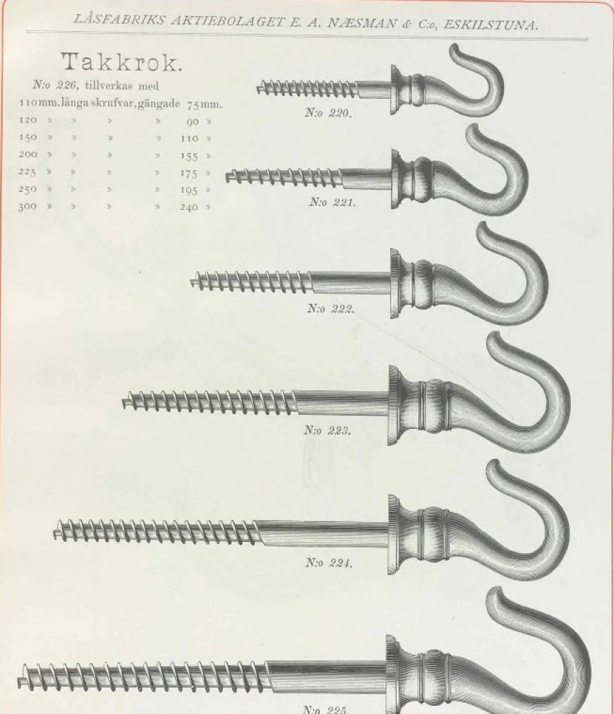 Stor takkrok - Mässing - utan skruvstift