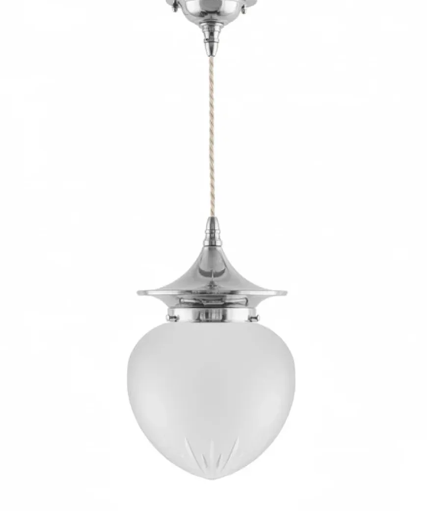 Taklampa - Dahlberg sladdpendel 100 nickel, mattglas droppe