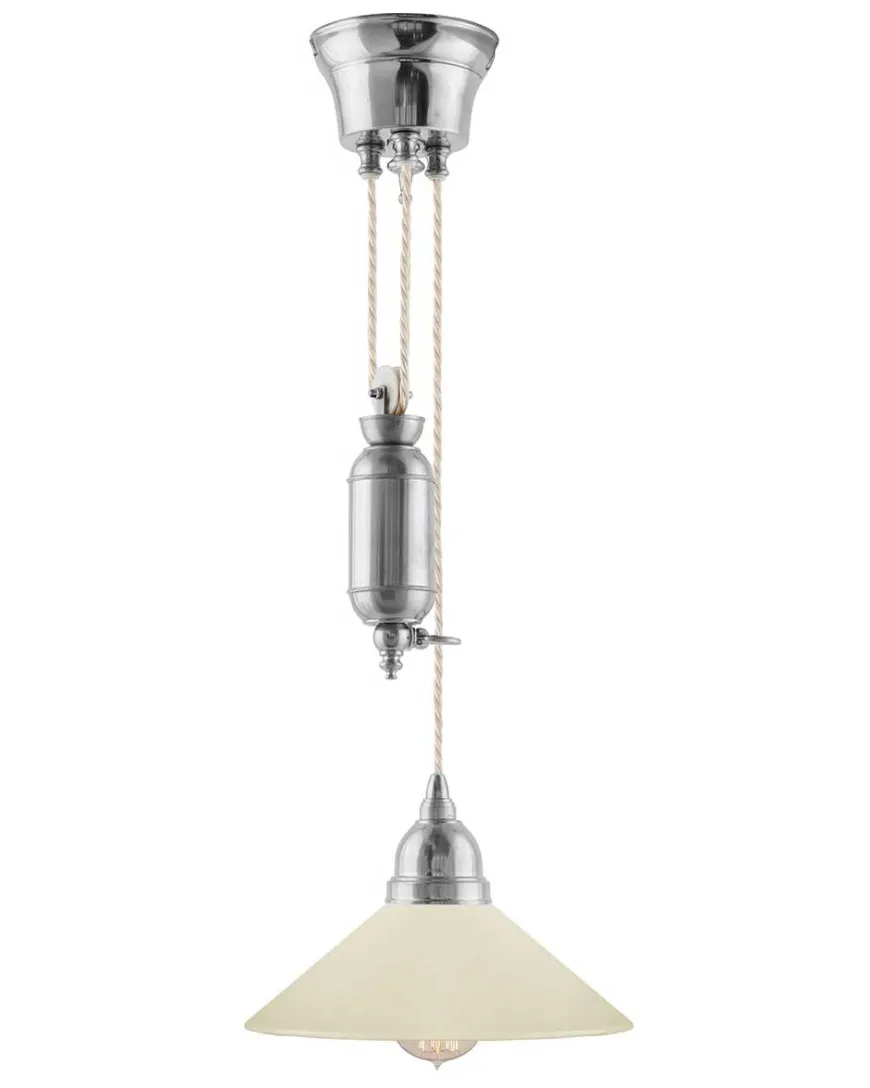 Taklampa - Skomakarhiss nickel med benvit skärm 25 cm