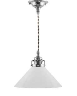 Taklampa - Skomakarsladd nickel med hög vit skärm 25 cm