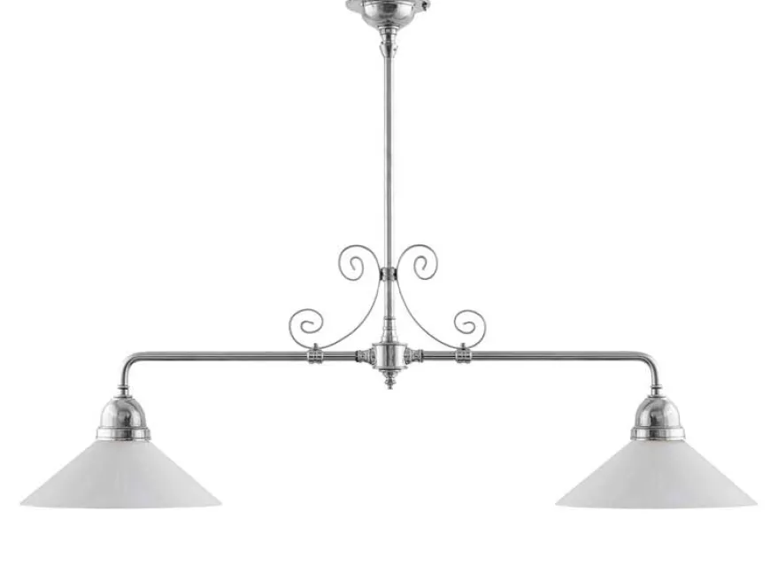 Taklampa - Spelbordslampa med ornament nickel, vit skärm