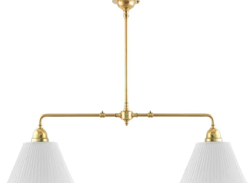 Taklampa - Spelbordslampa mässing, tygskärmar