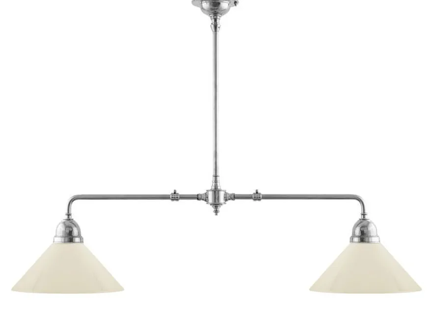 Taklampa - Spelbordslampa nickel, benvita skärmar