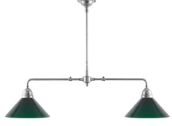 Taklampa - Spelbordslampa nickel, gröna skärmar