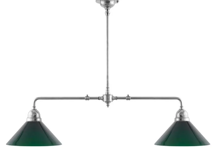 Taklampa - Spelbordslampa nickel, gröna skärmar