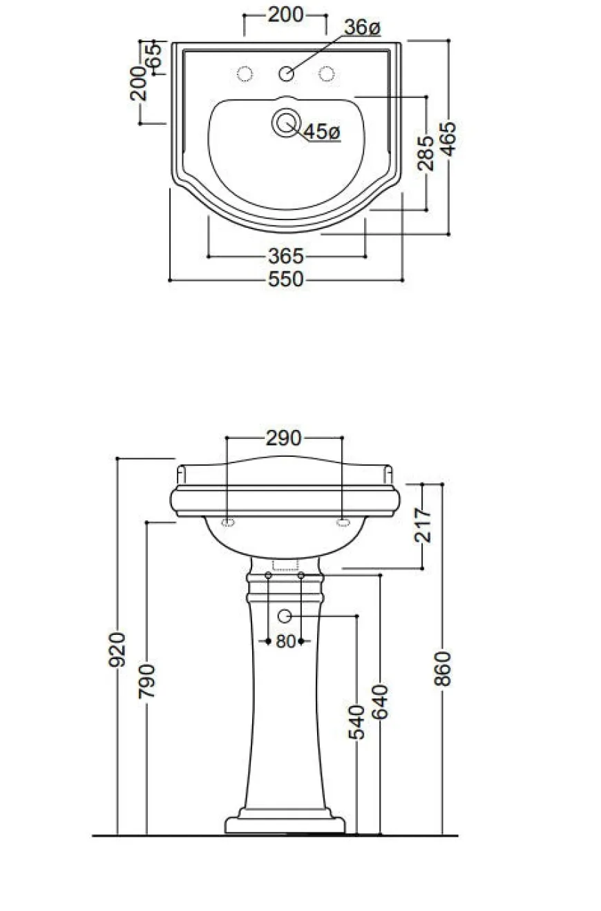 Tvättställ Camden - 55 cm