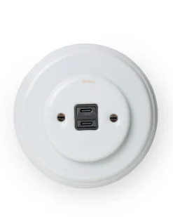 USB-C uttag vitt porslin - Fontini infällt