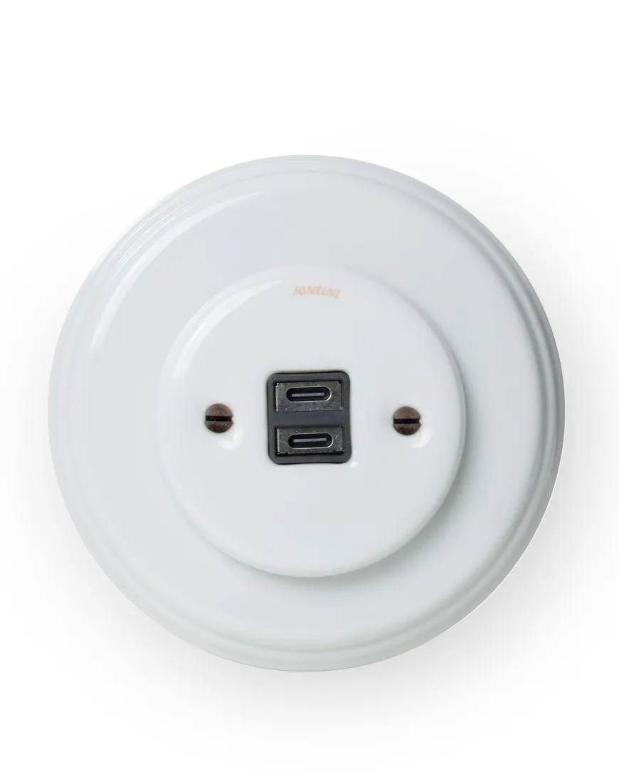 USB-C uttag vitt porslin - Fontini infällt