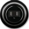 USB-ladduttag dubbelt svart porslin - ABB Decento