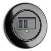 USB-uttag dubbelt svart bakelit - THPG infällt
