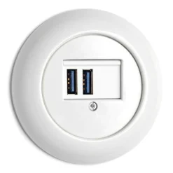 USB-uttag dubbelt vitt porslin - THPG infällt