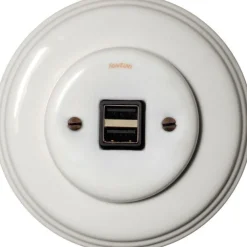 USB-uttag vitt porslin - Fontini infällt