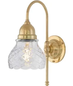 Vägglampa - Ahlström mässing, slipat klarglas