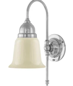 Vägglampa - Ahlström nickel, benvit klocka