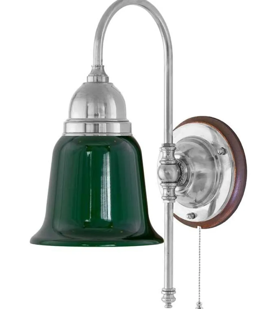 Vägglampa - Ahlström nickel, grön klocka