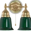Vägglampa - Bergman mässing, grön klocka