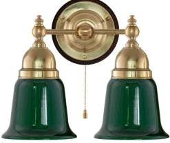 Vägglampa - Bergman mässing, grön klocka