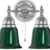 Vägglampa - Bergman nickel, grön klocka