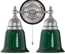 Vägglampa - Bergman nickel, grön klocka