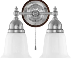 Vägglampa - Bergman nickel, opalvit klocka
