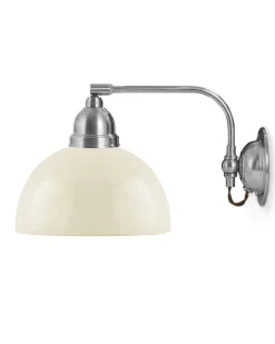 Vägglampa - Gripenberg nickel, benvit halvsfär, brun