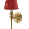 Vägglampa - Ribbing mässing, röd skärm
