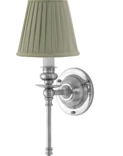 Vägglampa - Ribbing nickel, olivgrön skärm