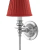 Vägglampa - Ribbing nickel, röd skärm