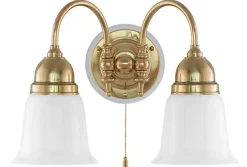Vägglampa - Stackelberg mässing, opalvit klocka