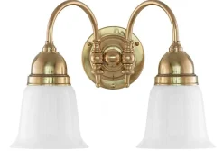 Vägglampa - Stackelberg mässing, opalvit klocka