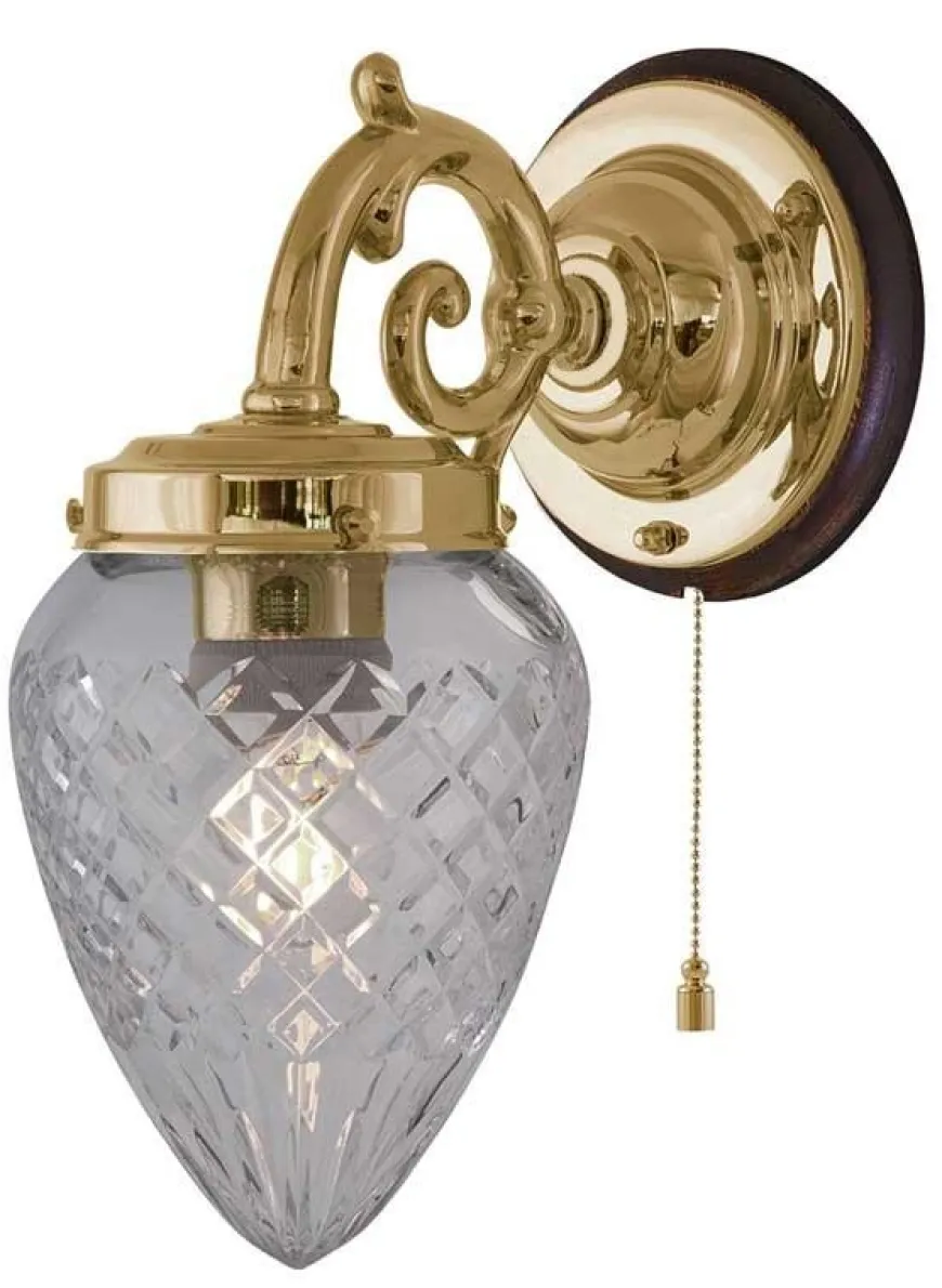 Vägglampa - Topelius mässing, klar droppe