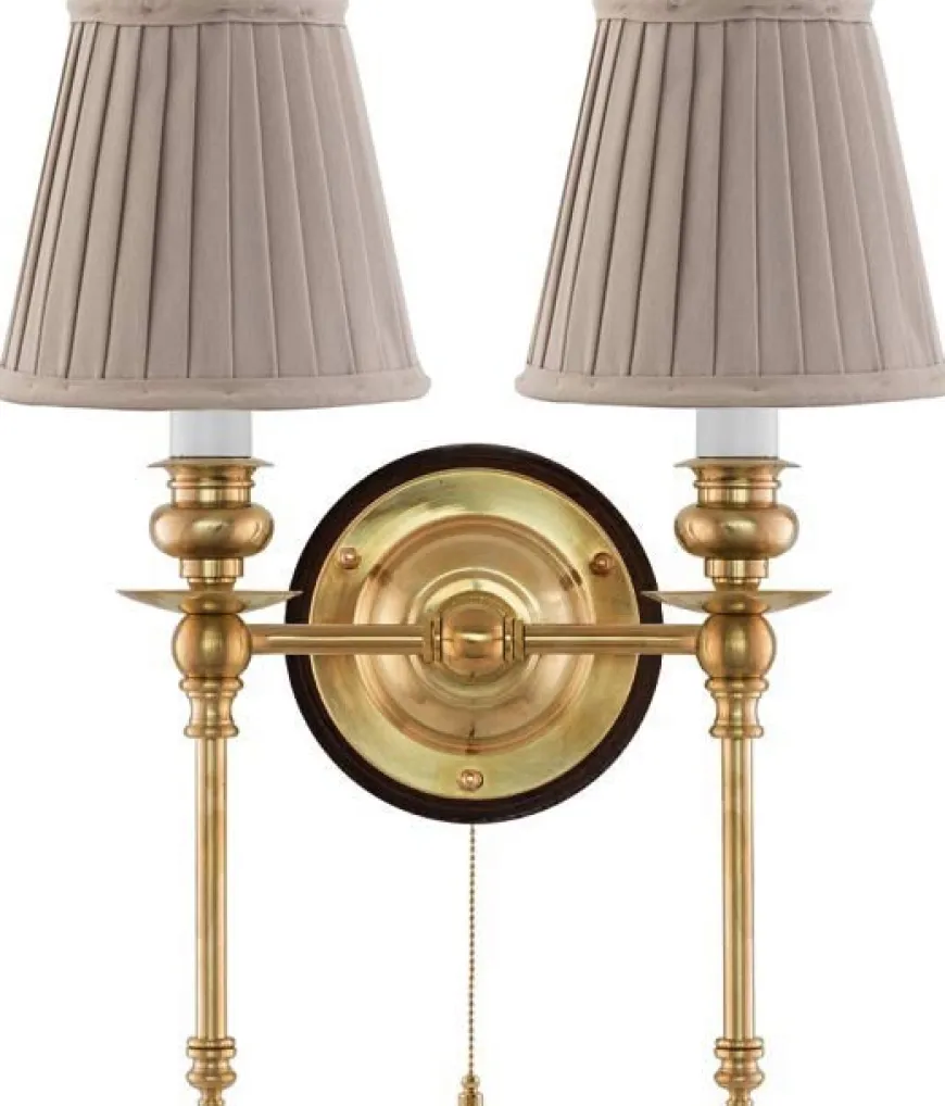 Vägglampa - Wivallius mässing, beige tygskärm