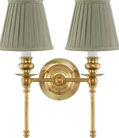 Vägglampa - Wivallius mässing, olivgrön tygskärm