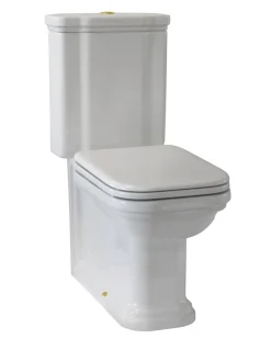 WC - Art Deco golvstående toalett med spolknapp & sits - Guld