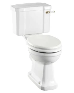 WC - Burlington golvstående toalett, smal cistern & sits, gulddetaljer