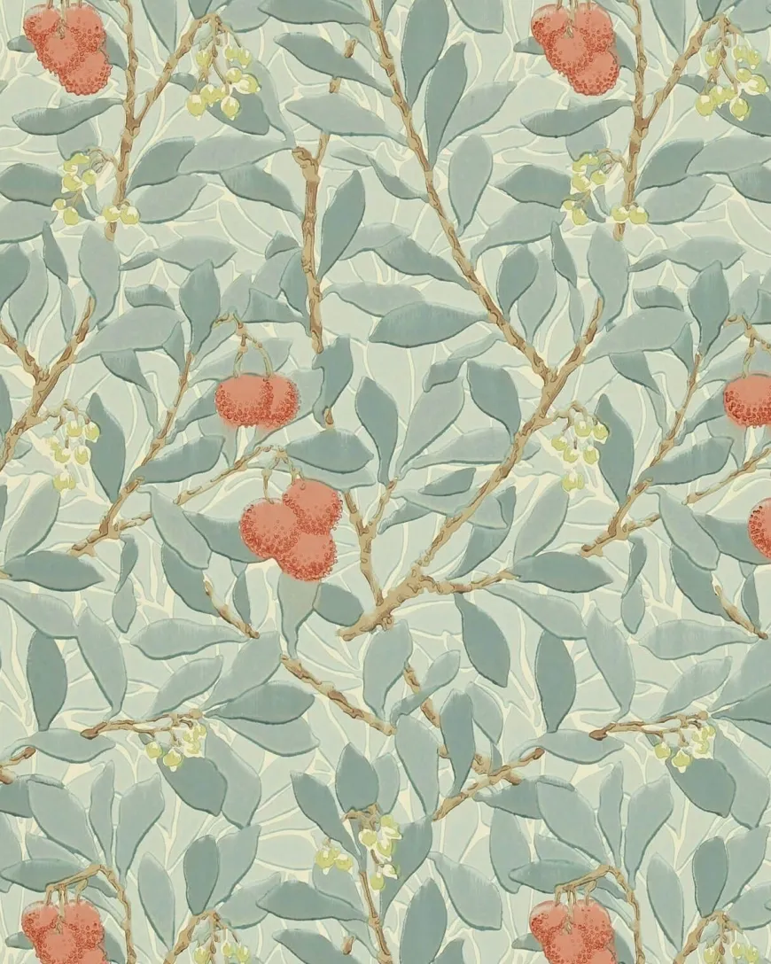 William Morris & Co. Tapet - Arbutus Blue/Pink