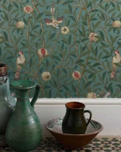 William Morris & Co. Tapet - Bird & Pomegranate Blue/Sage