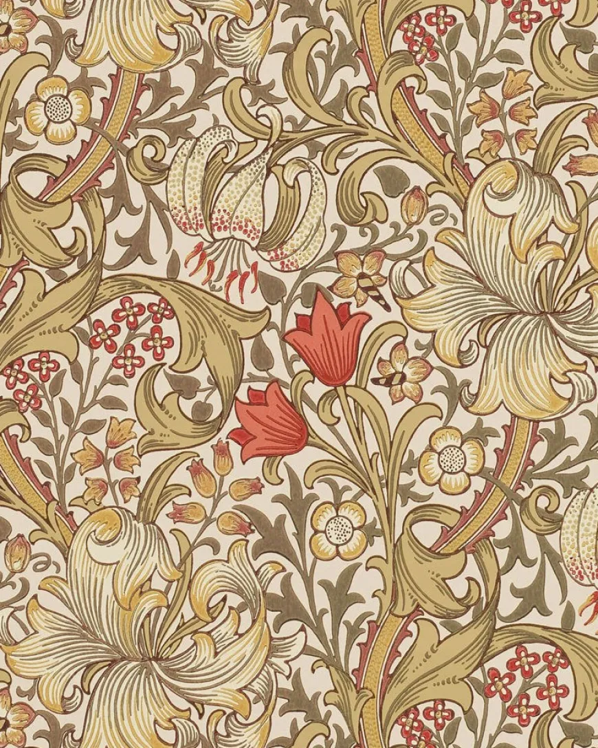 William Morris & Co. Tapet - Golden Lily Biscuit/Brick