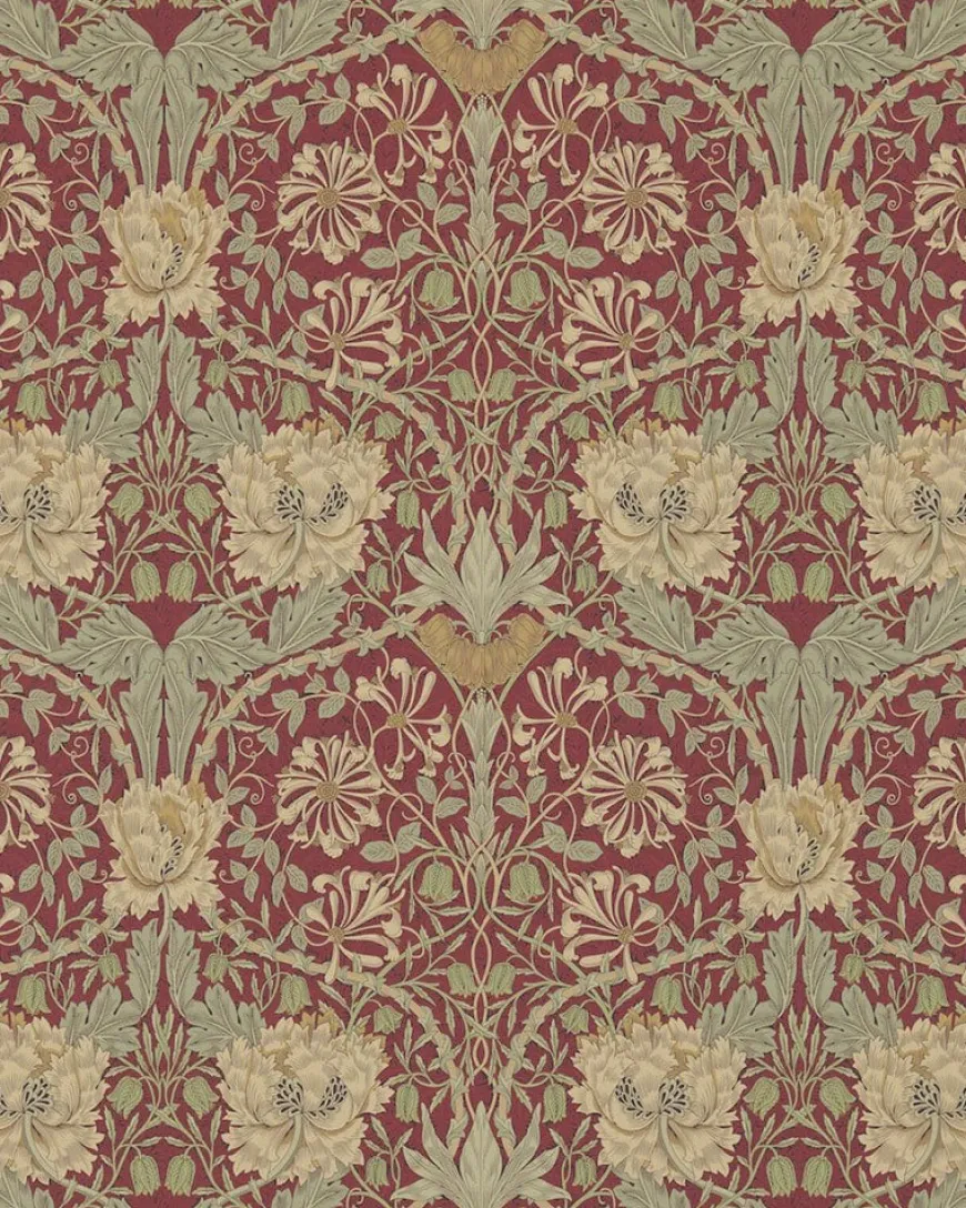 William Morris & Co. Tapet - Honeysuckle & Tulip Red/Gold