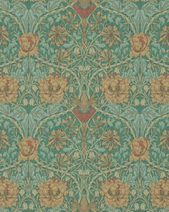 William Morris & Co. Tapet - Honeysuckle & Tulip Emerald/Russet