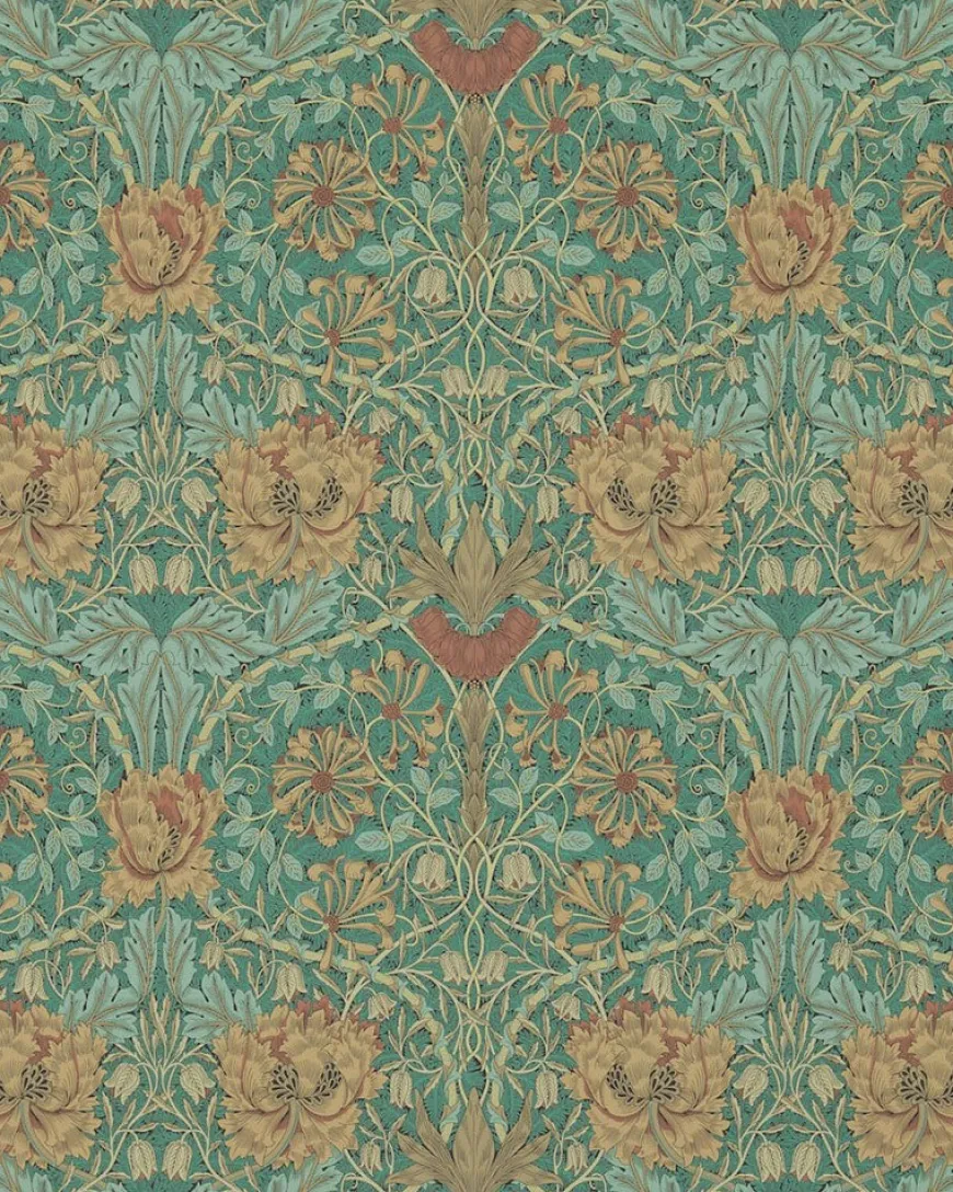 William Morris & Co. Tapet - Honeysuckle & Tulip Emerald/Russet
