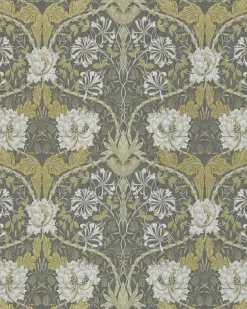 William Morris & Co. Tapet - Honeysuckle & Tulip Charcoal/Gold
